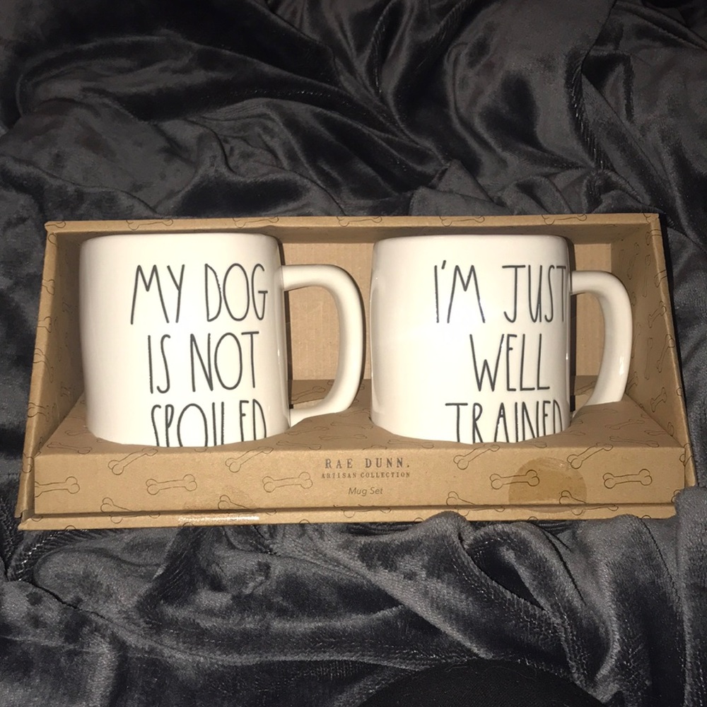RAE Dunn Mug Set!! 🐶 Dog not Spoiled,Well Trained